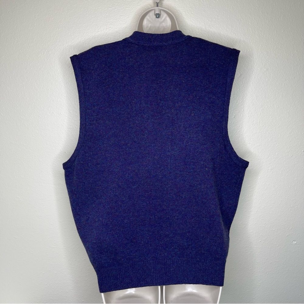 Vintage LizSport Lambswool Button Front Sweater Vest Blue Purple Women Large - Picture 7 of 14
